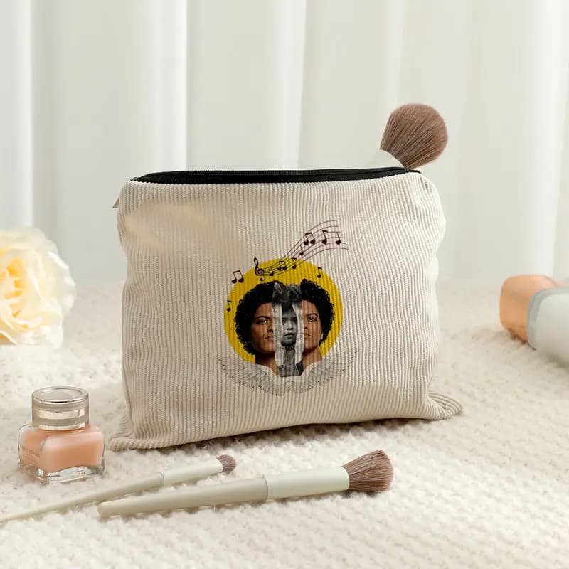 Travel Cosmetics Storage Bag Bruno Mars World Tour 2026 Corduroy Makeup Bag Multifunctional Zipper Pouch Men Women Fan Gift