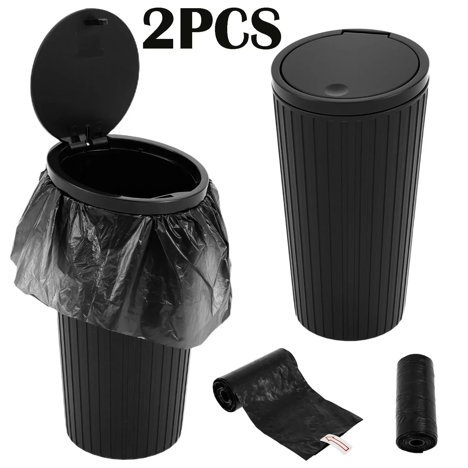 2 contenitori per rifiuti in plastica da 650 ml con coperchio, facili da pulire, a prova di perdite, per auto, da posizionare in tasche delle portiere o sullo schienale del sedile