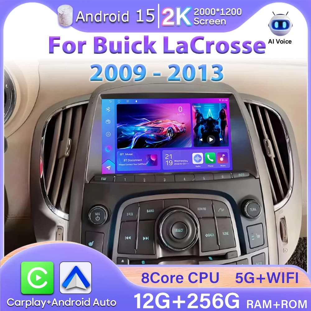 Android Auto GPS Navigation For Buick LaCrosse 2009 - 2013 DVD Carplay Car Radio Video Screen Car Monitor Display GPS BT No 2din