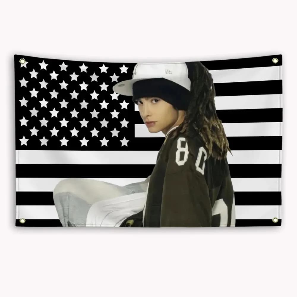 VIKAMA Tom Kaulitz Black American Flag Tapestry Wall Hanging for Bedroom Dorm Living Room Home Decor