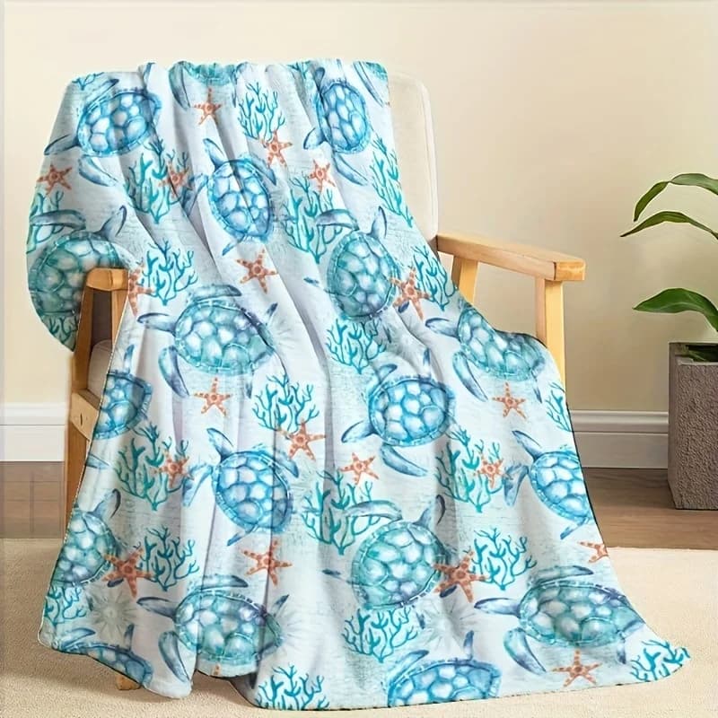 Coperta in flanella morbida con stampa di tartarughe per tutte le stagioni, regalo per gli amici, perfetta per divani, uffici, letti, campeggio, viaggi
