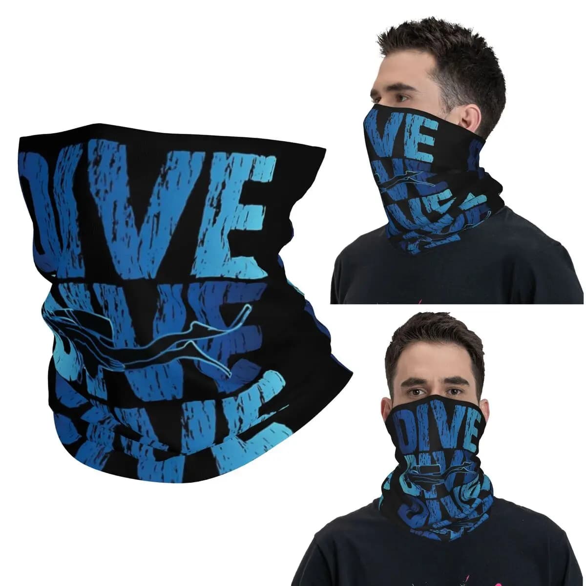 Dive Scuba Diver Bandana Copricollo Sciarpa avvolgente stampata Maschera multiuso da corsa per uomo Donna Adulto Traspirante