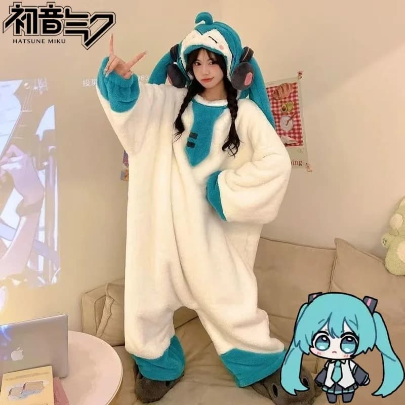 Dolce Hatsune Miku Simpatico modello anime creativo Moda semplice addensato caldo pile di corallo Accappatoio intero ampio e confortevole