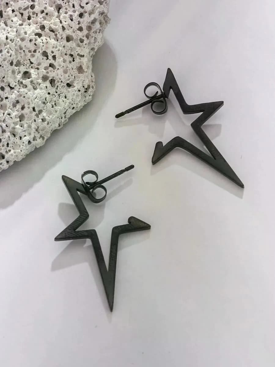 1pc Star Design Hoop Earrings, Stainless Steel Jewelry