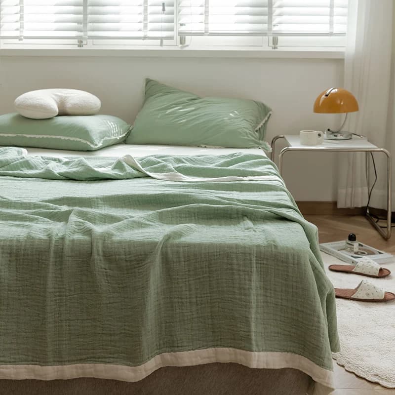 Coperta in garza di cotone leggera estiva, trapuntino per aria condizionata, lavabile, portatile, per casa e viaggio