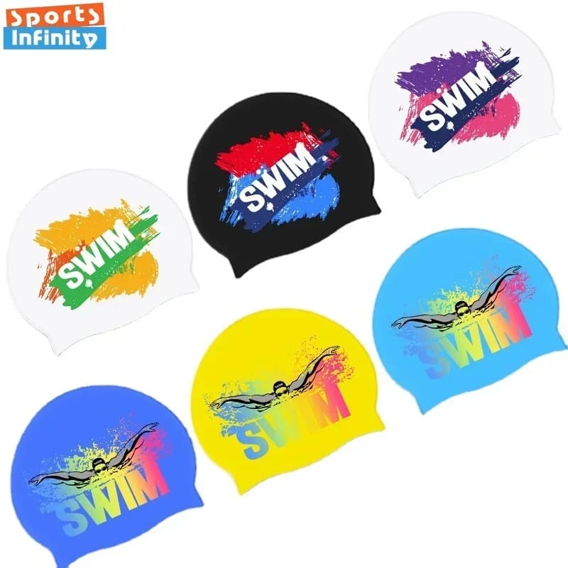 Silicone Waterproof Professional Swimming Headphone Ear Protection Solid Color Printed Swimming Head for Adult and Kids Pool Accessories