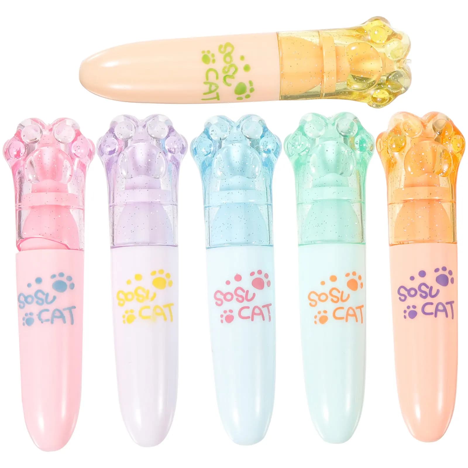 Set di 6 Evidenziatori Cartoon Multifunzione a Base d'Acqua per Scuola, Lavoro, Fai-da-Te, Scrapbook, Portatili per Studenti
