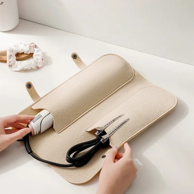 2 Pezzi Borsa in Feltro per Ferro Arricciacapelli, Tappetino Isolante, Custodia Protettiva Portatile da Viaggio per Piastra per Capelli, Organizer per Strumenti da Parrucchiere