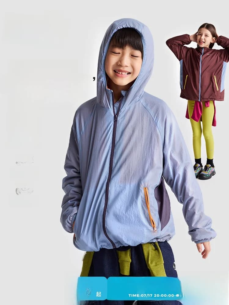 Purrfect Diary Kids Outdoor Hooded Jacket Fleece Lined Casual Versatile Spring Autumn Unisex Long Sleeve Thermal Waterproof