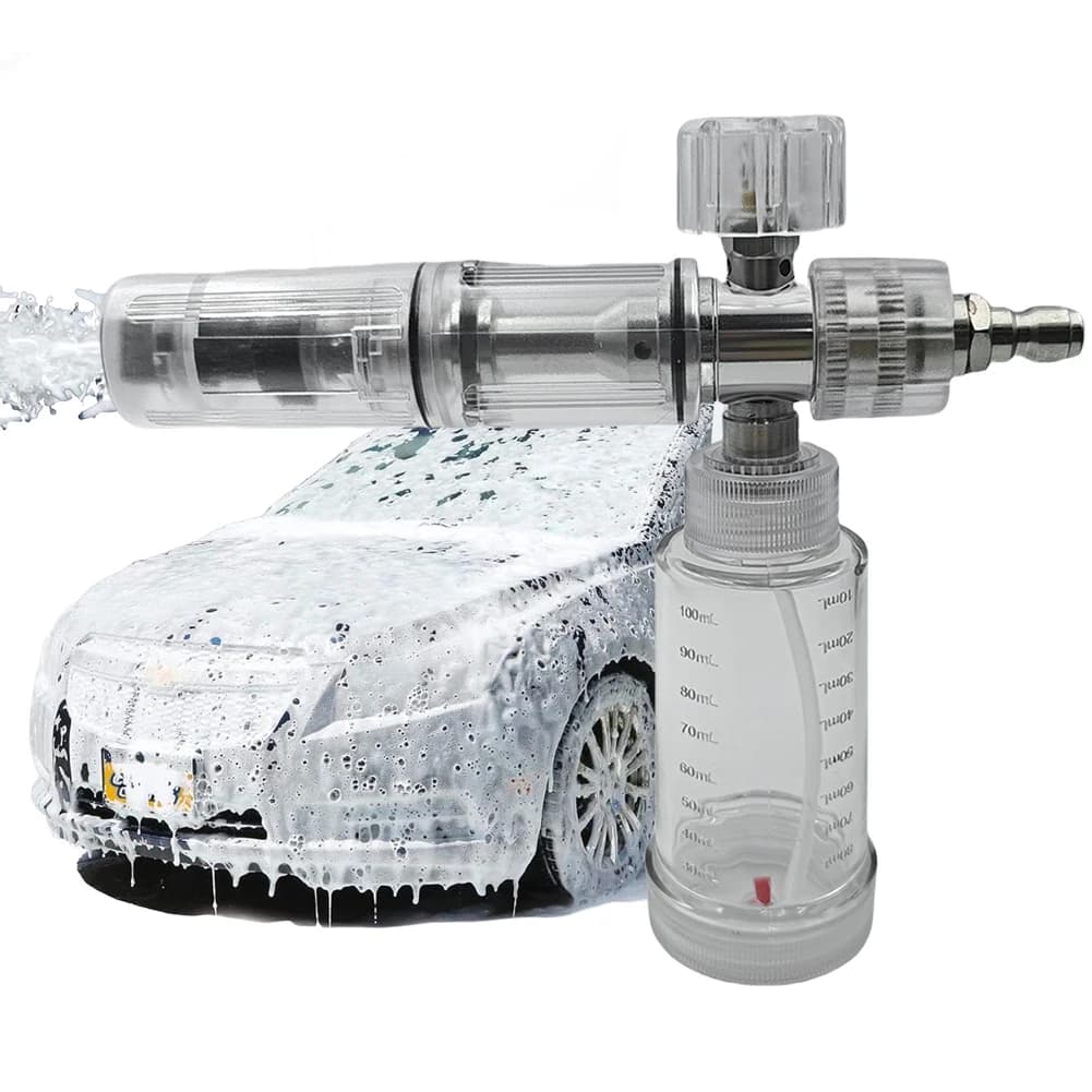 Spruzzatore di schiuma liquida da 100 ml, regolabile, 4500 PSI, flacone spray per sapone con connettore rapido da 1/4 di pollice, pistola per idropulitrice, lavaggio auto