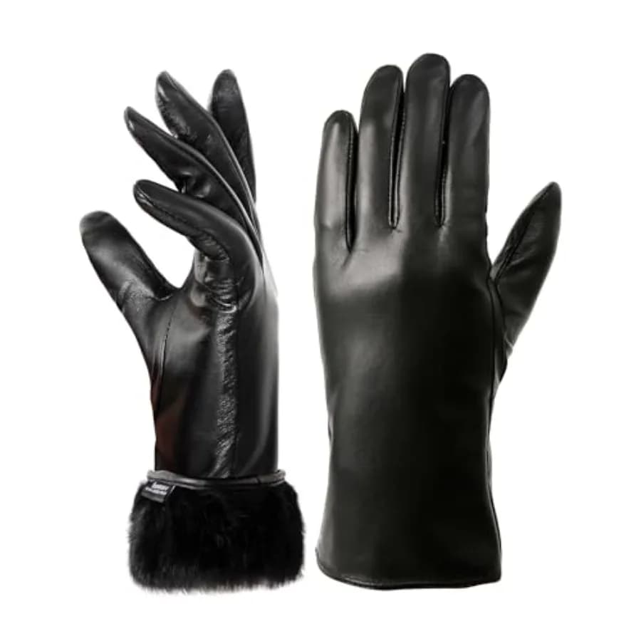 VIKIDEER Guanti in pelle super caldi foderati in pelliccia per donna Guanti invernali Touchscreen per scorrere sui messaggi e guidare