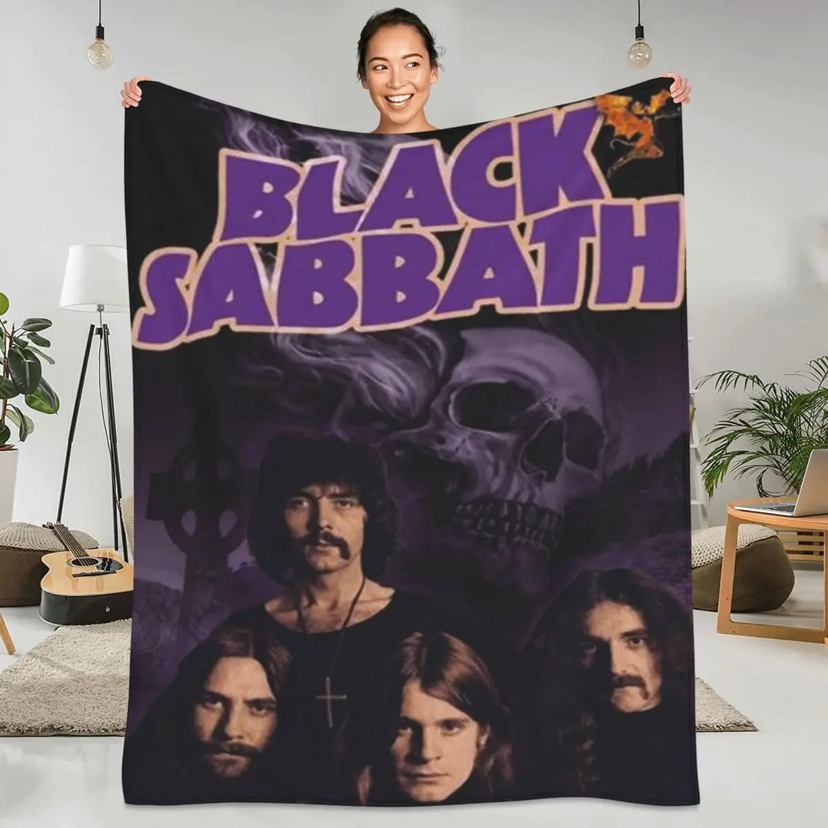B-Black Sabbaths coperta di flanella Heavy Metal Rock Music copriletto Super caldo per copriletto da ufficio copridivano