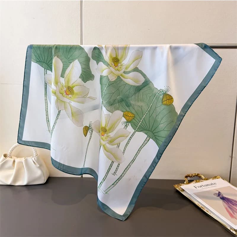 New Silk Square Scarf Women Luxury Floral Print Kerchief Soft Satin Hairband Hands Bag Ribbon Foulard Hijab Neckerchief Headband