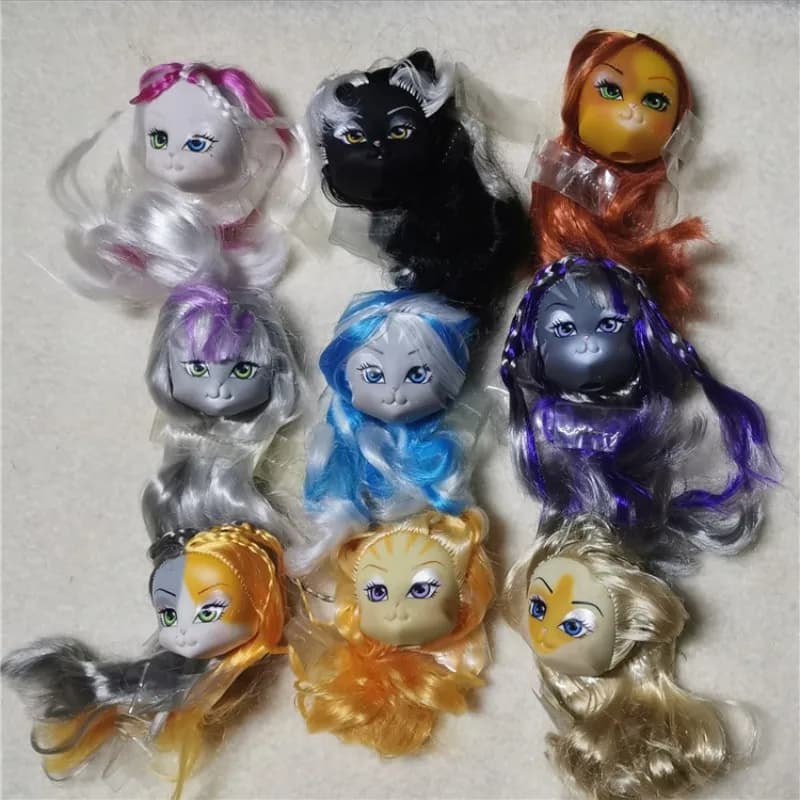 6Pcs LANARD passerella Kitties testine di ricambio Cat Head Toys per 1/6 bambole bambole in PVC teste invio casuale