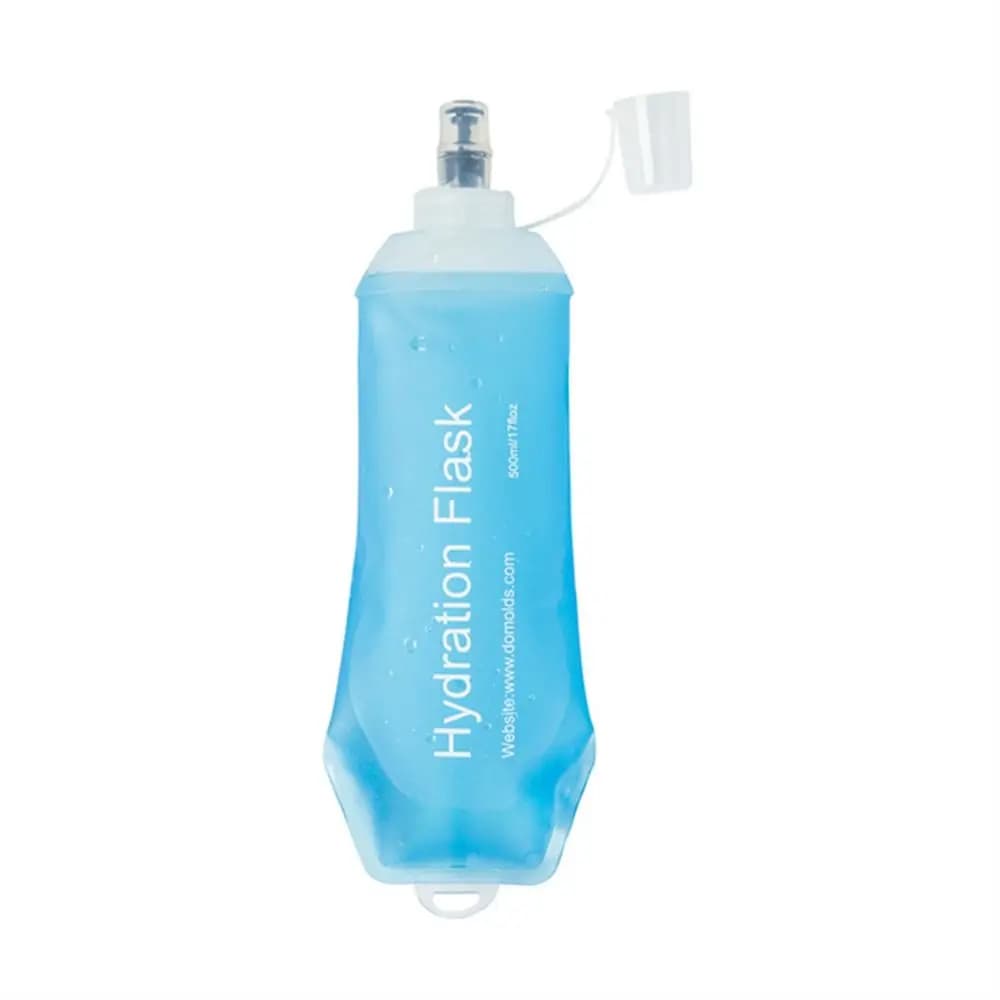 Ultra-light Folding Bottle in TPU, Soft Water Bag, Blue Collasible Water Bottle, Hydrating Package for Cycling