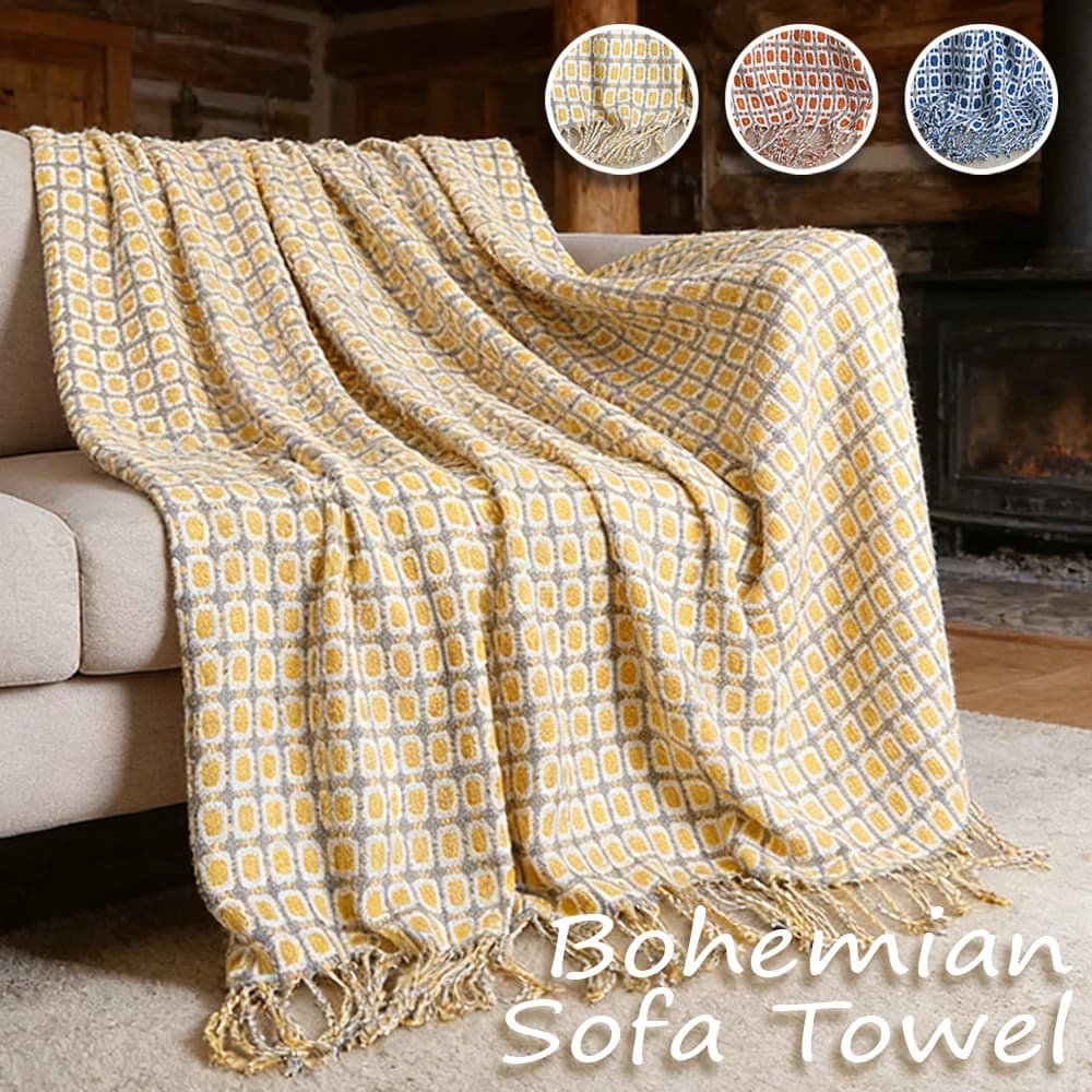 1 Piece Bohemian Knitted Blanket Travel Blanket Plaid Bed Sofa Throw Rug with Tassels Vintage Thin Summer Air Condition Blankets