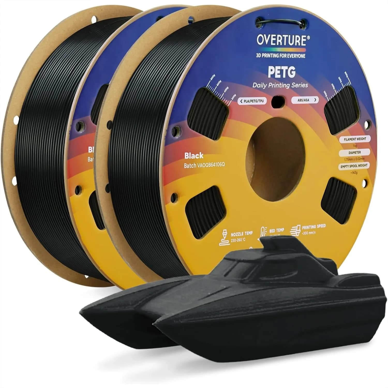 Filamento PETG per Stampante 3D 1.75mm, Avvolgimento Preciso, Durevole, Confezione da 2 (1kg/2.2lbs), Elevata Resistenza, Precisione Dimensionale +/- 0.02mm, Adatto per