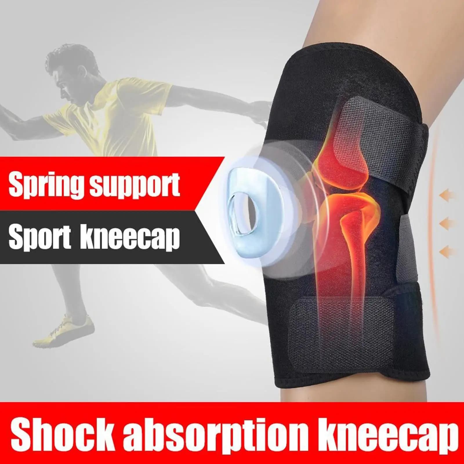 Supporto per Ginocchio Regolabile con Fascia Aperta, Stabilizzatore Protettivo per Artrite, Lesioni al Menisco, Corsa e Sport, 1 Pezzo