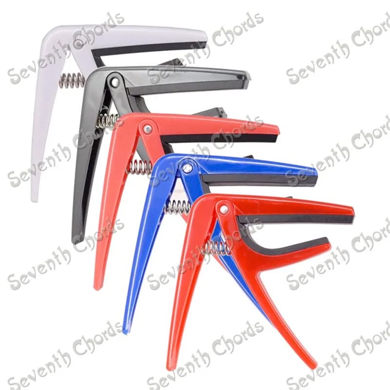 4 Pezzi Capo per Ukulele Professionale in Plastica, Chiusura a Grilletto a Mano Singola, Cambio Rapido, Misura 62,5 x 70 mm, 5 Colori a Scelta