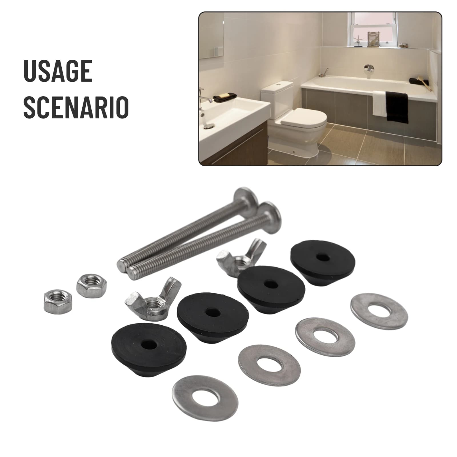 Viti del serbatoio dell'acqua bullone del serbatoio bulloni della toilette cisterna del WC accoppiamento di chiusura raccordo di fissaggio Pan Kit di tenuta in gomma argento