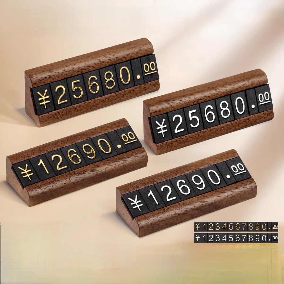 10 Pezzi / Scatola Etichette Cubo Regolabili in Legno per Gioielli e Vino, Piccolo Espositore Porta Cartellini, Supporto per Numeri e Prezzi