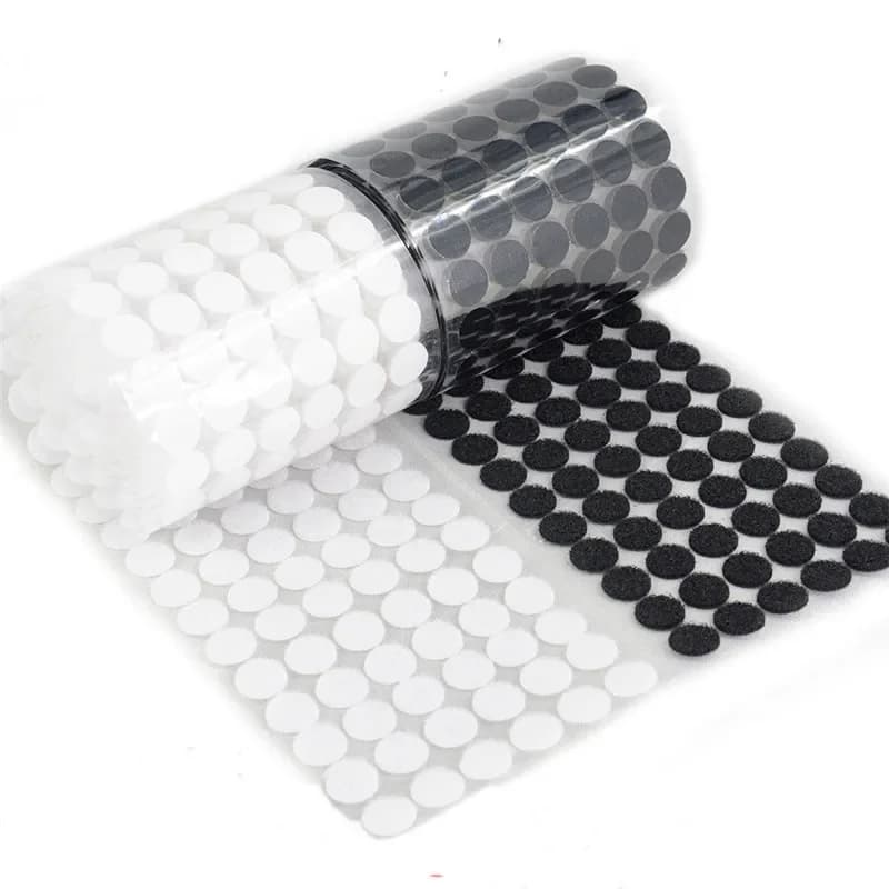 10mm 15mm 20mm Punti Ganci e anelli Nero Bianco Forte nastro autoadesivo di fissaggio Punti Colla adesiva per cucire su due lati