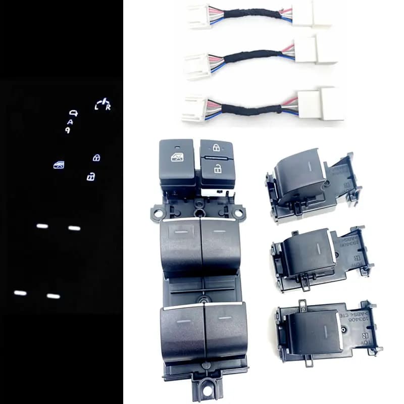 Interruttore alzacristallo singolo di alimentazione a LED illuminato bianco per Toyota Yaris Cross Sienna Rav4 Chr Corolla 2023-2024 Aggiornamento retroilluminazione 1-4 pezzi