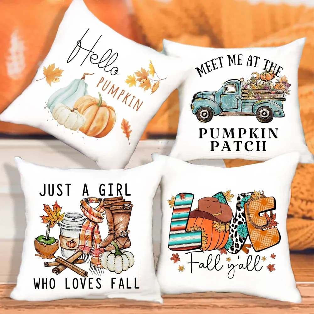 Hello Pumpkin Printed Pillow Case Autumn Party Decor Home Cushion Cover federe per le vacanze autunnali ringraziamento Halloween miglior regalo