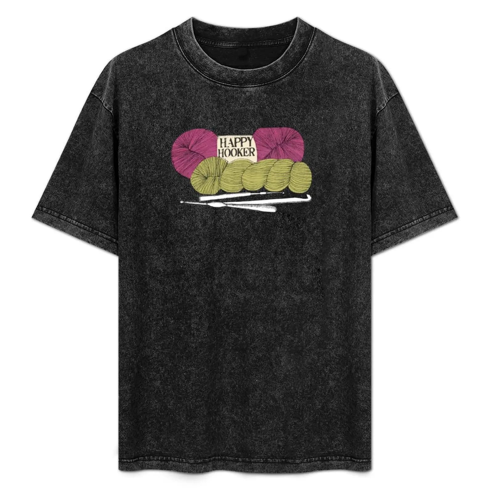 T-shirt Happy Hooker con motivo Uncinetto e Filato, Top Casual a Maniche Corte