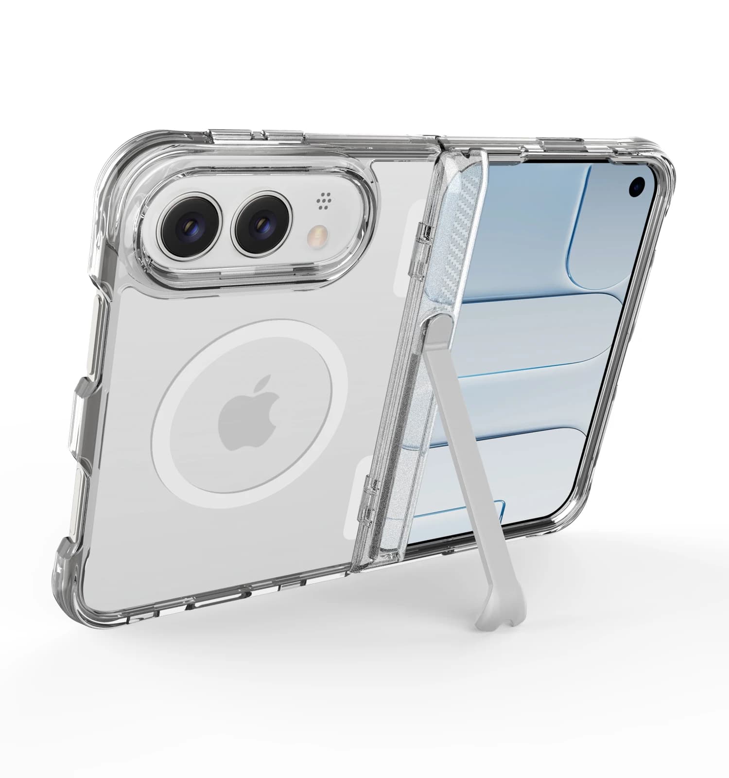 Luxury Clear Shockproof Hinge Bracket Hybrid Phone Case For Apple iPhone Duo Folding Magnetic Protect Cover