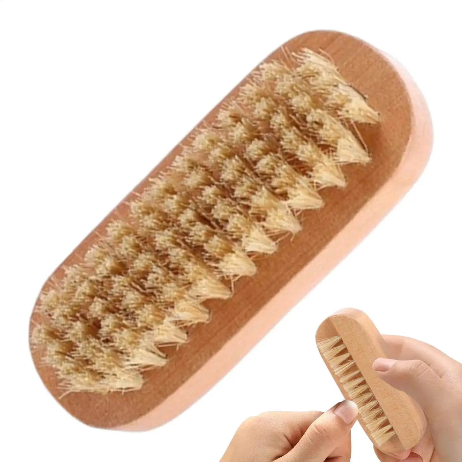 Cleaning Brush for Nails 2-Sided Fingernail Cleaning Brushes Wooden Tool Boar Bristles Manicure Pedicure Scrubber for Salon Spa