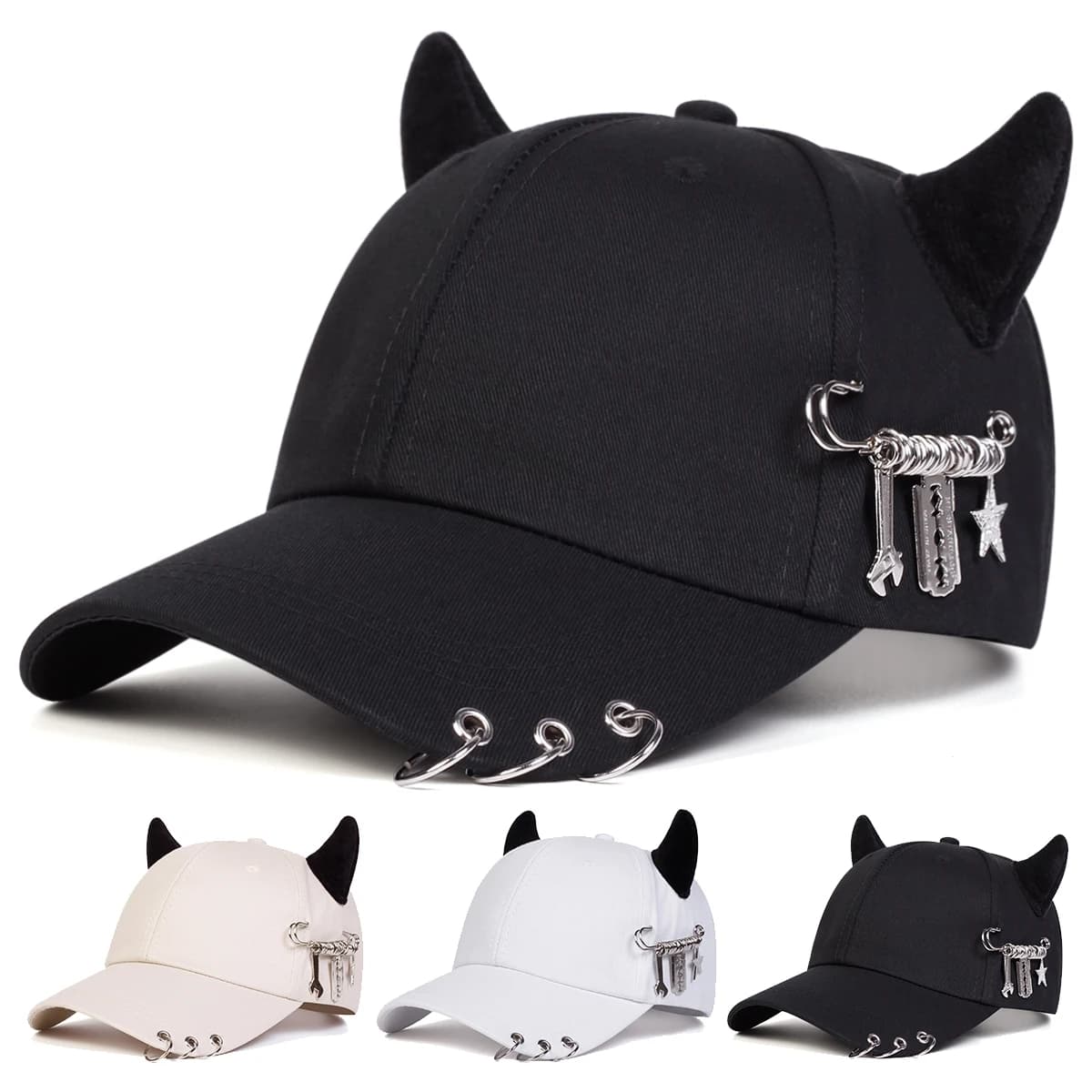 Cappellini da Baseball Unisex con Anello in Ferro e Corno di Mucca, Regolabili per Primavera e Autunno, Cappelli Casual da Esterno con Protezione Solare