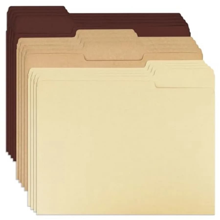 12 Pcs Brown File Folders Letter Size Colored Manilla File Folders with 1/3-cut Tabs Decorative File Pockets for Office School