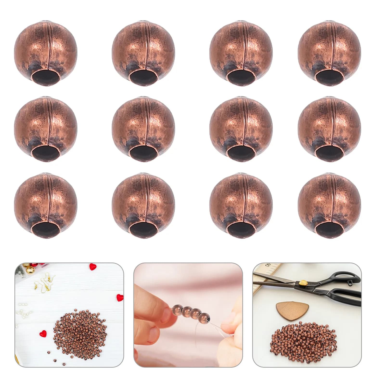 300 Pezzi Perline Distanziatrici in Metallo con Foro Grande, Rotonde, Foro da 1,5 mm per Creazione Gioielli Fai da Te, Bracciali, Collane, Orecchini, Perline Artigianali Facili da Usare