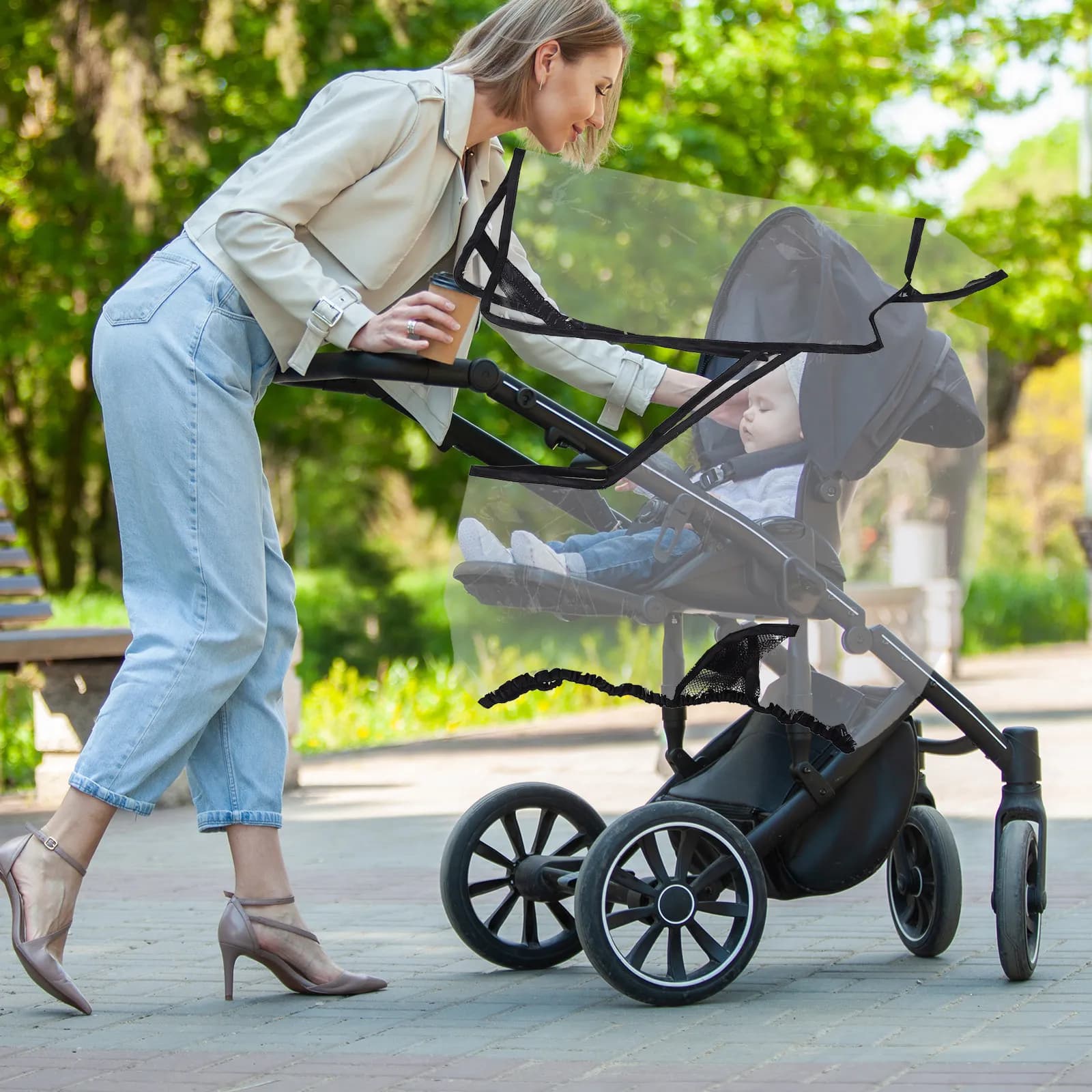 Universal Baby Stroller Rain Protector Eva Waterproof Clear Pram Rain Cover Travel Infant Carrier Rainproof Cover