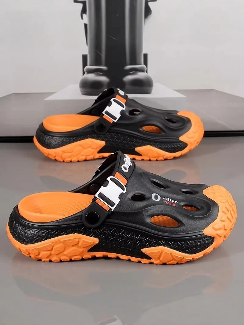 Men's Summer Outdoor Wear Anti-Slip Odor-Resistant Half Slippers Driving Dual-Purpose Sports Water Beach Sandals Holes Shoes
