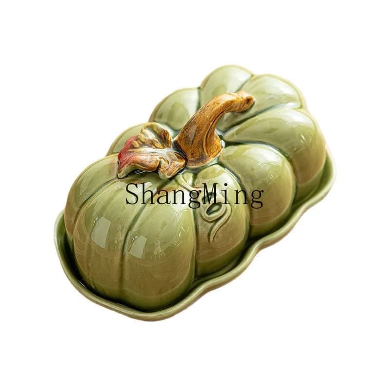 PYH Piatto in ceramica a forma di zucca per pane, torte, frutta secca, caramelle, burro, frutta, frutta candita, snack e cena