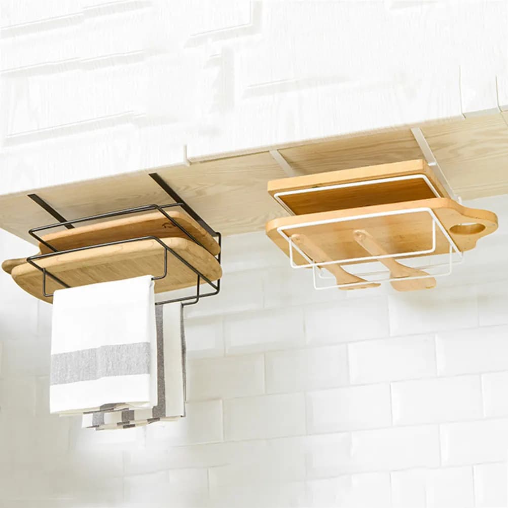 Iron and Tough PP Cutting Board Rack Chopping Board Holder Table Towel Organizer for Kitchen Cabinet Pantry Counter