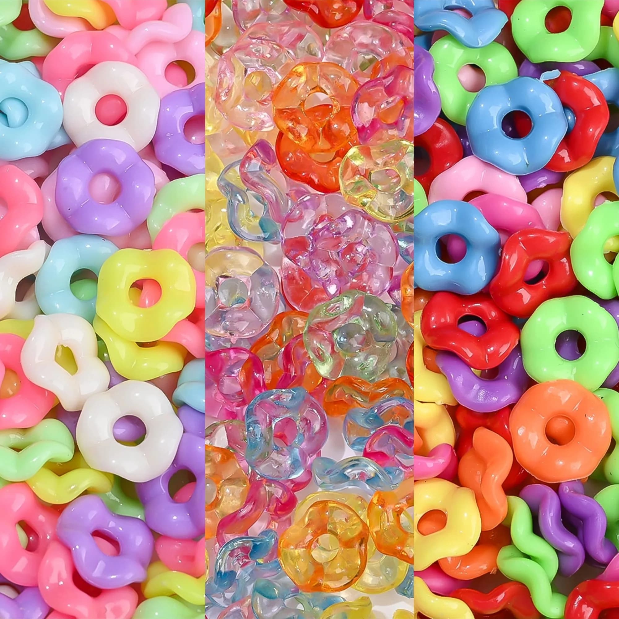 Acrylic Wavy Flower Spacer Beads, Mixed Color 13mm 200Pcs for DIY Bracelet Necklace Jewelry Making,Beaded Pen Craft Supplies