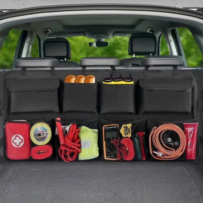 Organizer per Bagagliaio Auto in Tessuto Oxford, Borsa Portaoggetti Sospesa Multitasca per Sedile Posteriore, Accessorio Interno per SUV