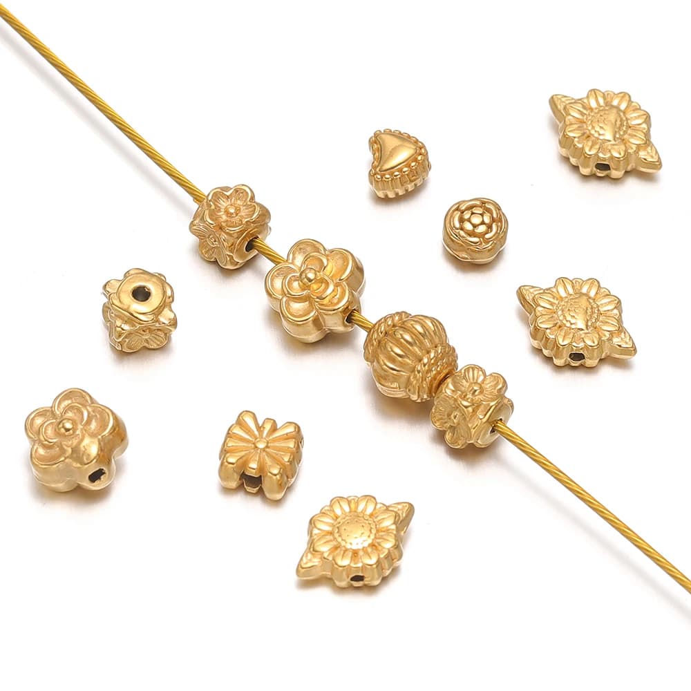 10 pieces stainless steel color gold heart flower beads bulk beads jewelry diy creation necklaces results