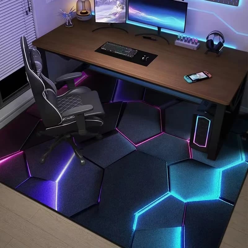 VIKAMA Trendy Study Room Gaming Room Rug Soundproof Computer Desk Mat Living Room Bedroom Swivel Chair Cushion Home Decor