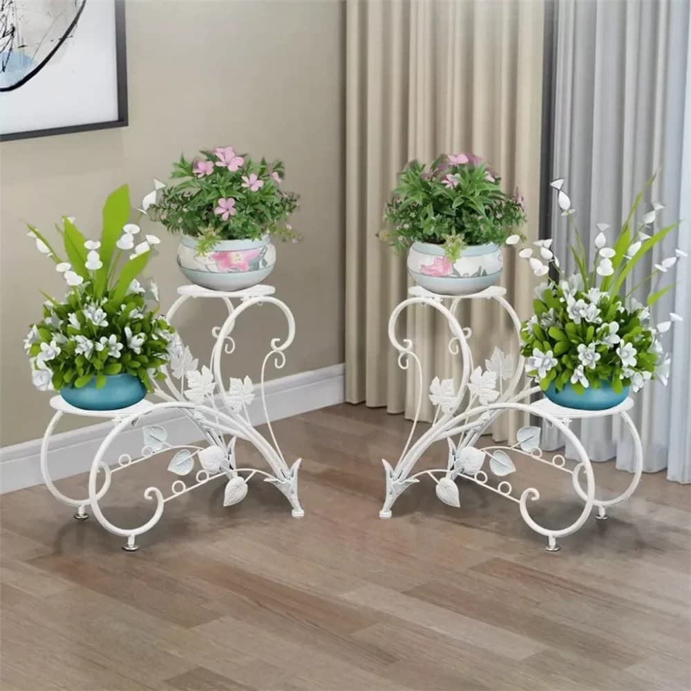 Set di 2 Supporti per Piante a Forma di Cuore, Espositori in Metallo per Fiori, Scaffali in Ferro per Vasi, Porta Piante per Patio, Giardino, Ingresso, Casa