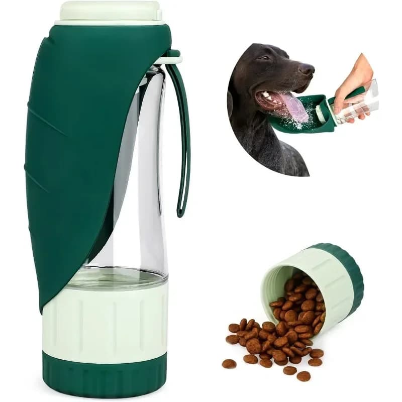 Portable Dog Feeder Water Bottle for Pet Dogs and Cats with Drink Cup and Loss-proof Food Container