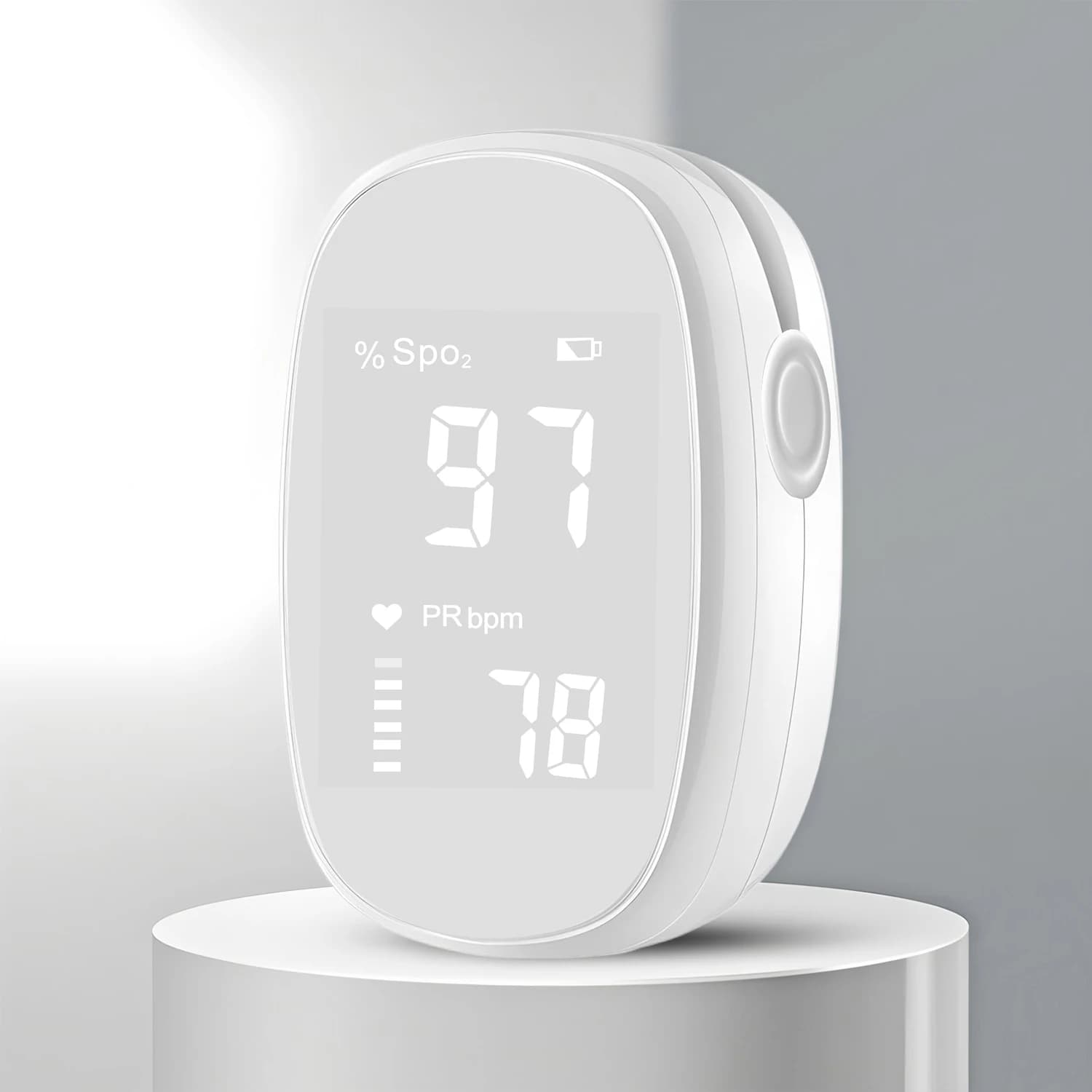 Portable finger oximeter with Cardiac Frequency Measurement and LED Display, No Battery