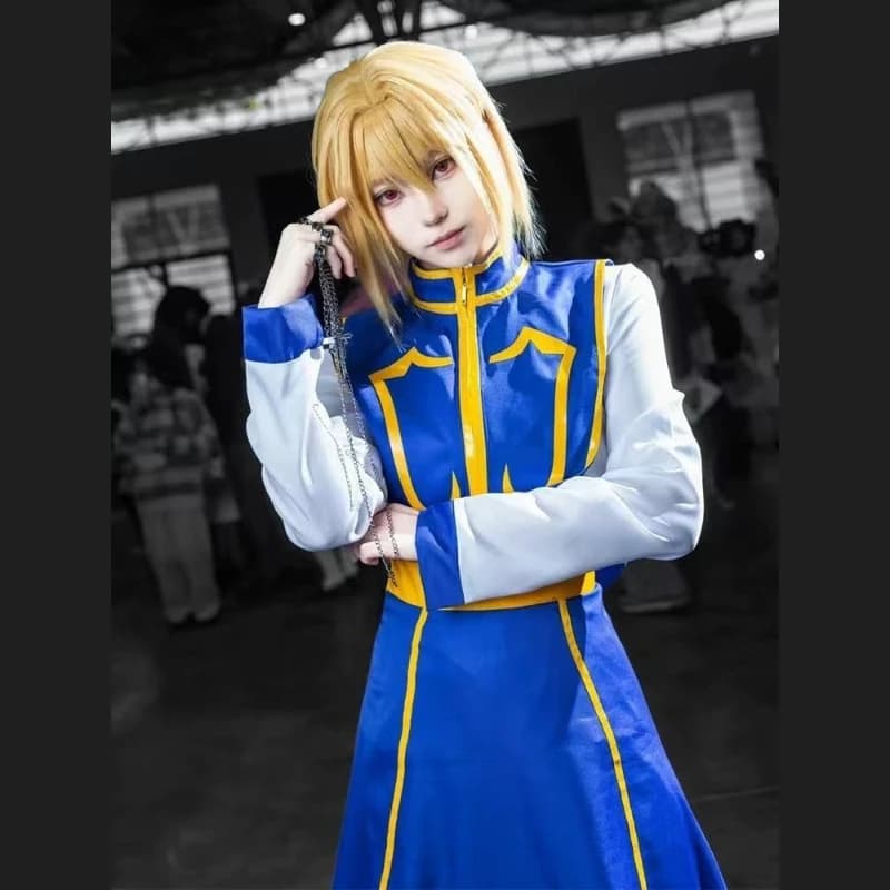 Costume Cosplay Anime HUNTER X HUNTER Kurapika, Uniforme Blu di Kurapika, Abito per Feste di Halloween e Carnevale, Kimono per Uomini e Donne