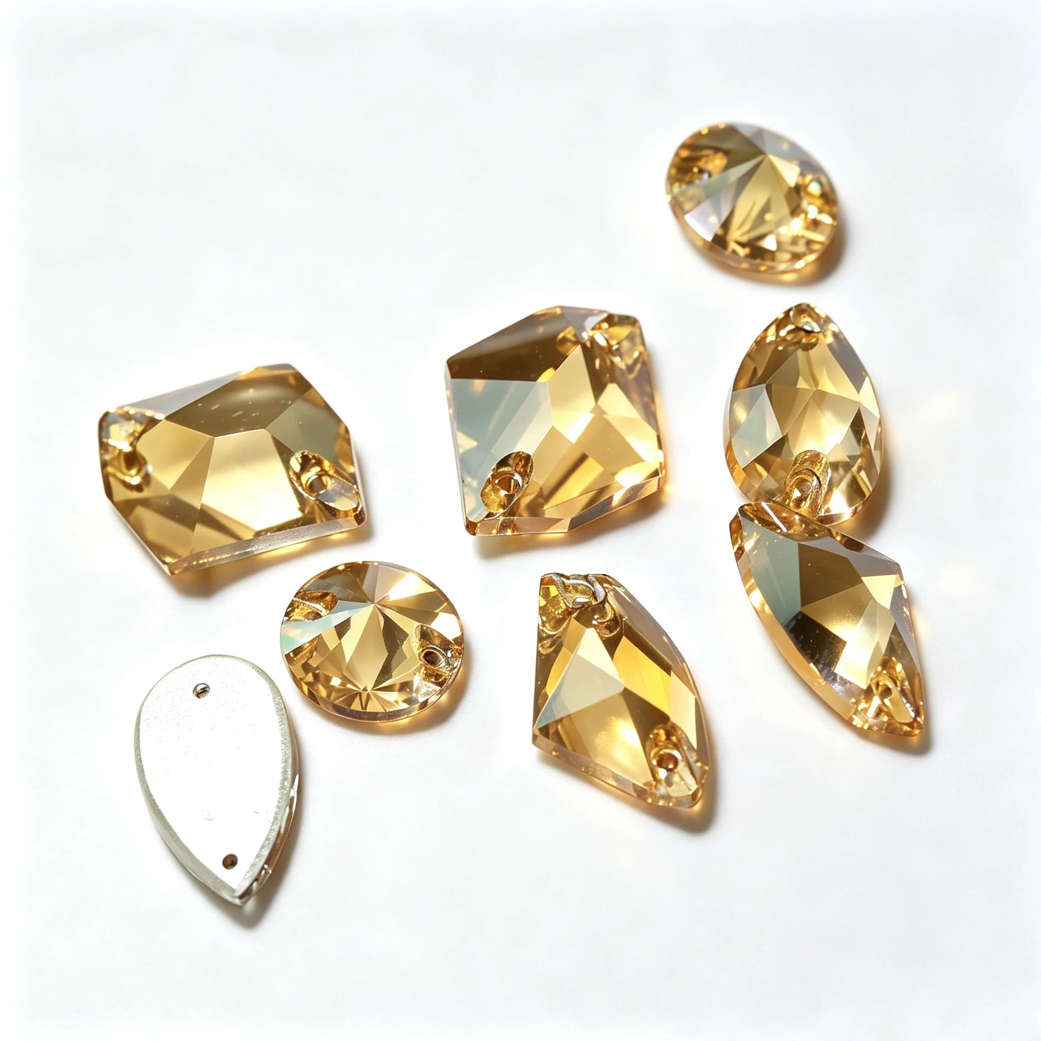 PUBRILEX Light Smoked Topaz K9 Glass Cosmic Shaped Sew-On Rhinestones for Garments Clothes Bags Shoes - Sewn Crystal Stone