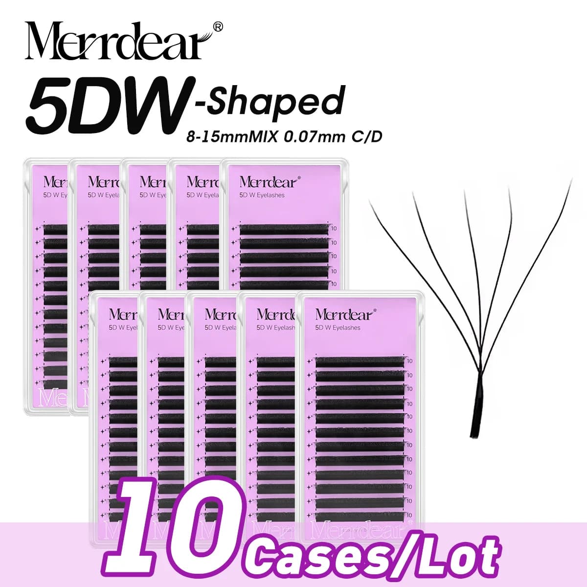 MerrdearWholesale Set di 10 Vassoi YY Ciglia Finte a Doppio Strato, Voluminose e Naturali, Extension Ciglia a Forma di YY, Fornitore