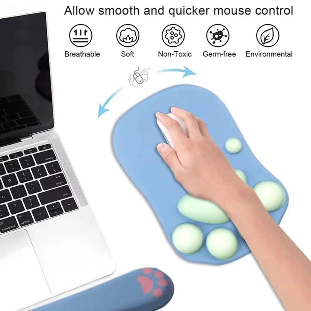 Tappetino da scrivania Tappetino da polso Tappetino per mouse 3D Zampa di gatto Protezione per le mani Tappetini per mouse da gioco per cartoni animati Tappetino da polso per mouse ispessito letterario Impiegato