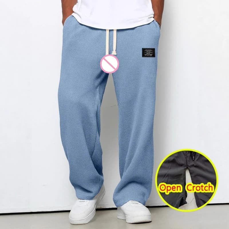 Sexy men's trousers with opening on the horse with hinges Leggings Large leg cargo pants fashionable casual safari style Crotchless Clubwear